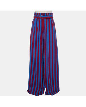 Maison Margiela Striped Synthetic Belted Palazzo Pants - Purple