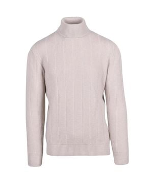Eleventy High Neck Cashmere Sweater With Structured Turtleneck - Pink