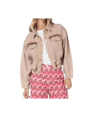 EsQualo Embellished Jean Jacket - Pink