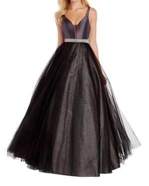 Alyce Paris Glitzy Shimmering Tulle Gown - Black