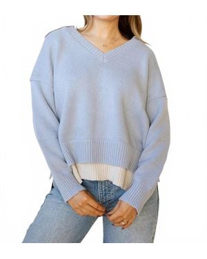 Miou Muse Valencia Color Combo Sweater - Blue