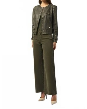 Joseph Ribkoff Classic Wide-Leg Stretch Denim Jeans - Green