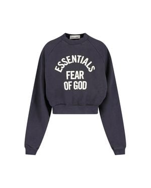 Fear Of God Cropped Arched Logo Raglan Sweatshirt - Blue