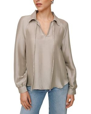 Bella Dahl Long Sleeve Raglan Silk-Blend Pullover - Gray