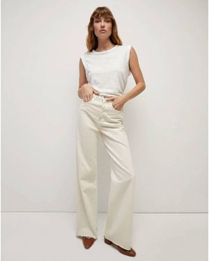 Veronica Beard Taylor High Rise Wide Leg Jeans - Natural