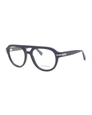 Ferragamo Eyeglasses Round Full Rim, Havana Frame And Clear Demo Lenses Lens Sf3016640 - Blue