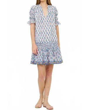 Oliphant Smocked Drop Mini Dress - Blue
