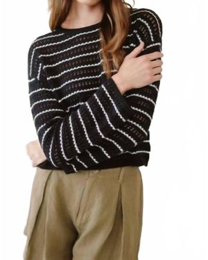 Bella Dahl Stripe Crew Neck Sweater - Black