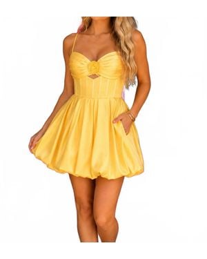 Jovani Allie Satin Bubble Hem Mini Dress - Yellow