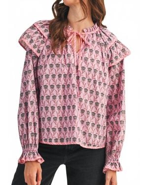 ..,merci Floral Flutter Top - Red