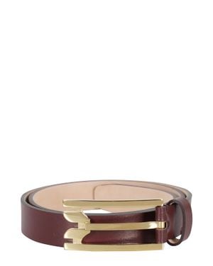 Victoria Beckham Bordeaux Regular Pin-Buckle-Plated Leather Belt - Gray