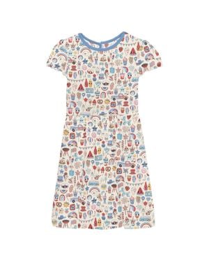 KICKEE Gril's Flutter Sleeve Twirl Dress With Pockets - Blue