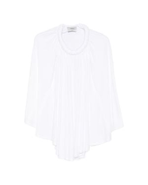 Coperni Flowing Draped Sleeves Cape Top - White