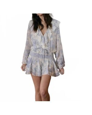 Sky To Moon Coastal Muse Floral Mini Dress - Gray