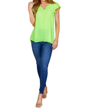 Jodifil Ruffle Sleeve Top - Green