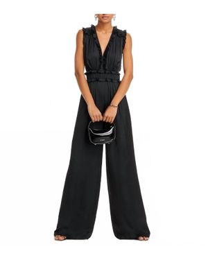 Ramy Brook Katelyn Ruffle Satin Jumpsuit - Black