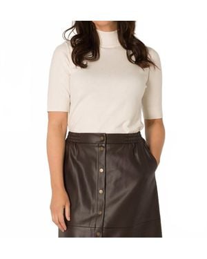 YEST Nerea Short Sleeve Mock Neck Sweater - Brown