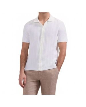 Bugatchi Chevron Button-Front Short-Sleeve Polo Sweater - White