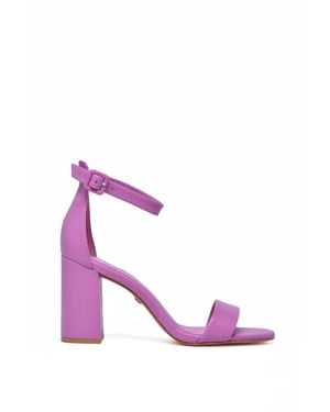 Carrano 8Cm Block Heel Leather Sandals - Pink