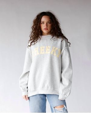 Bucketlist Cheeky & Delulu Reversible Mock Neck Sweatshirt - White