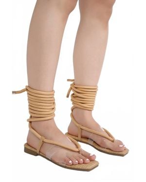 Cape Robbin Amorlyn Rope Tie Sandals - Pink