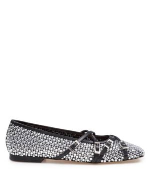 Mach & Mach Crystal Net Ballet Flats - Black