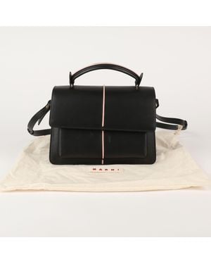 Marni Leather Top Handle Tote And Shoulder Bag - Black