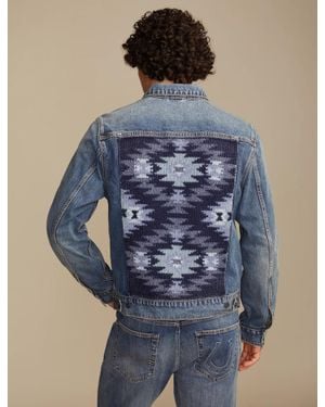 Lucky Brand Frontier Denim Jacket W/ Sweater Back Panel - Blue