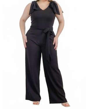 Karen T Design Sleeveless Bow Shoulders Jumpsuit - Blue