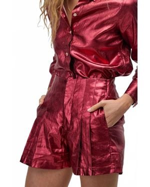 Lanhtropy Frida Metallic Linen Shorts - Red