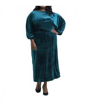 Never Fully Dressed Velvet Tilly Midi Dress - Blue