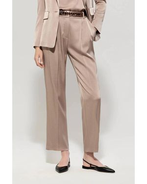 Luisa Cerano Satin Tapered Pants - Natural