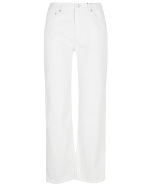 DUNST Essential Straight Full Length Logo-Patch Cotton Jeans - White