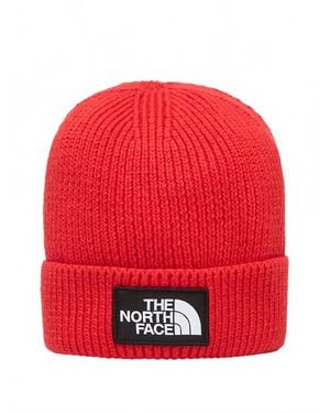 The North Face Logo Box Cuffed Beanie - Red
