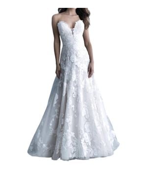 Allure Bridals Strapless A-Line Wedding Gown With Floral Appliques - Blue