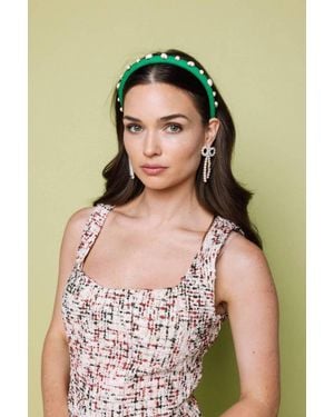Hello Edie Embellished Canvas Ultra Slim Headband - Green
