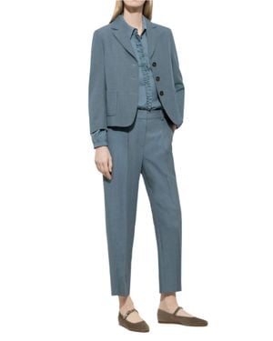 Luisa Cerano Tapered Pants With Panama Binding - Blue
