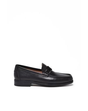 Ferragamo Leather Nilo Loafers - Black