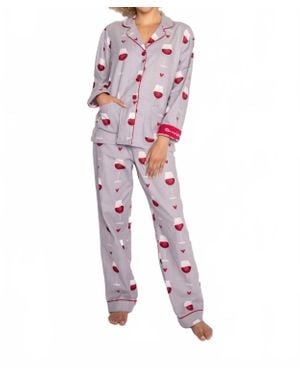 Pj Salvage Rise And Wine Flannel Pajama Set - Red