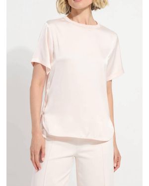 Lyssé Jenika Crochet Neck Mixed Media Top - White