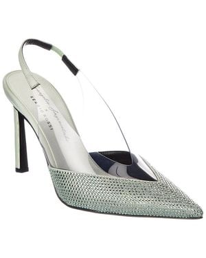 Sergio Rossi Evangelie 95 Satin & Vinyl Slingback Pump - Gray