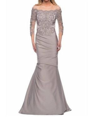 La Femme Satin Mermaid Gown - Purple