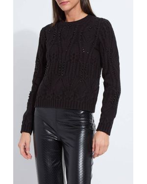 Lyssé Eliza Cozy Embelished Cable Sweater - Black
