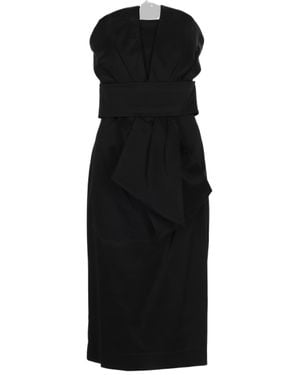 P.A.R.O.S.H. Strapless Midi Dress With Structured Bodice - Black