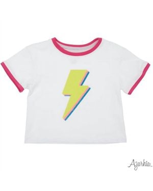 Azarhia Girls Sequin Lightning Bolt Ringer Tee - White