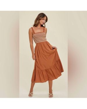 Wishlist Embroidered Midi Dress - Orange