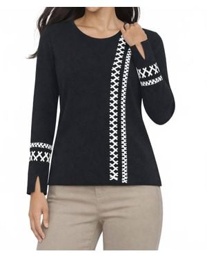 J'Envie/Eli Criss Cross Tunic Top - Black