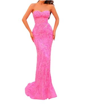 Amarra Strapless Beaded Gown With Sweetheart Neckline - Pink