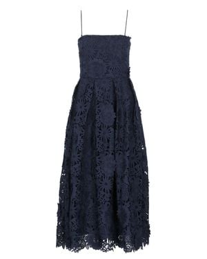 ROTATE BIRGER CHRISTENSEN 3D Floral Lace Flared Midi Dress - Blue