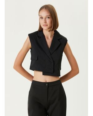 Pcfg Woven Crop Vest - Black